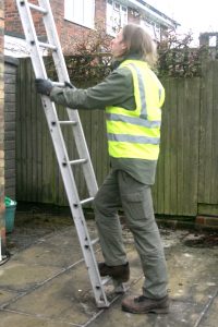 young man ladder