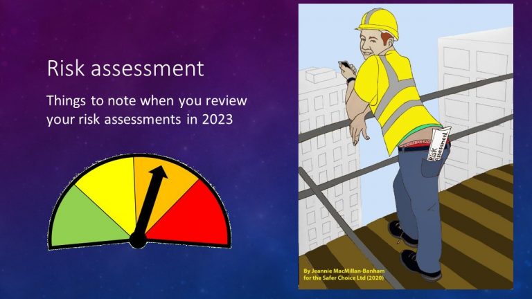 Risk scale and worker with risk assessment document covering his arse