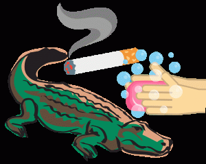 crocodile cigarette and hand washing